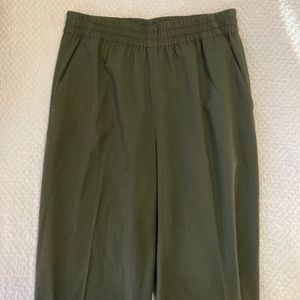 Everlane olive green pull-on pants.